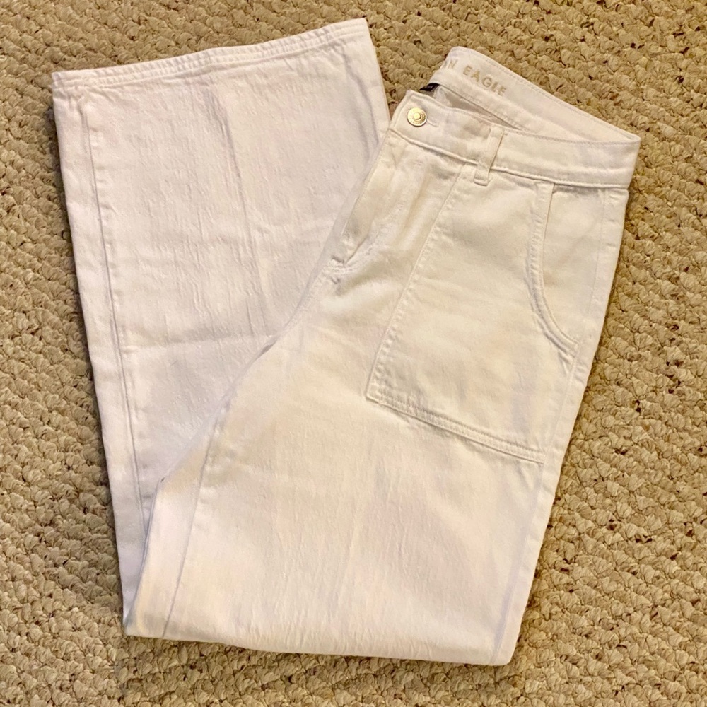 American Eagle Outfitters White Wide Leg Jeans - Picture 7 of 9